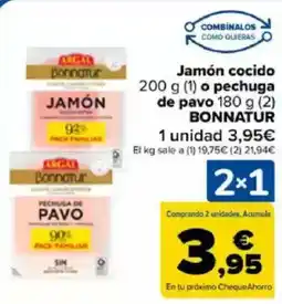 Carrefour BONNATUR Jamón cocido o pechuga de pavo oferta