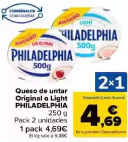 Carrefour PHILADELPHIA Queso de untar Original o Light oferta