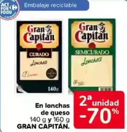 Carrefour GRAN CAPITÁN. En lonchas de queso oferta