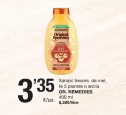 SPAR Fragadis OR. REMEDIES Xampú tresors de mel, te 5 plantes o arcila oferta