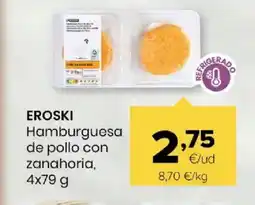 Autoservicios Familia EROSKI Hamburguesa de pollo con zanahoria oferta