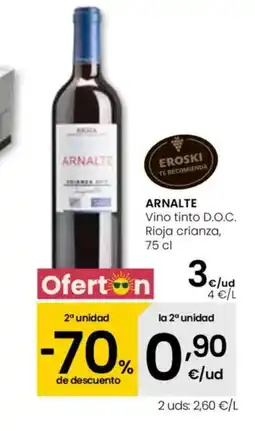 Eroski ARNALTE Vino tinto D.O.C. Rioja crianza oferta