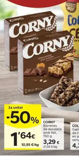 Caprabo CORNY Barretes de xocolata amb llet oferta