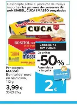 Caprabo MASSÓ Bonítol del nord en oli d'oliva oferta