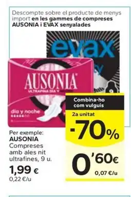 Caprabo AUSONIA Compreses amb ales nit oferta