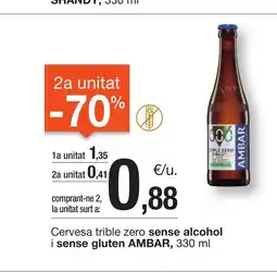 BonpreuEsclat AMBAR Cervesa trible zero sense alcohol oferta