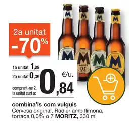 BonpreuEsclat MORITZ Cervesa original, Radler amb llimona, torrada 0,0% o 7 oferta