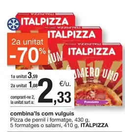 BonpreuEsclat ITALPIZZA Pizza de pernil i formatge 5 formatges o salami oferta