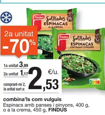 BonpreuEsclat FINDUS Espinacs amb panses i pinyons oferta