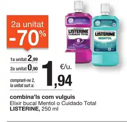 BonpreuEsclat LISTERINE Elixir bucal Mentol o Cuidado Total oferta