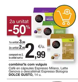 BonpreuEsclat DOLCE GUSTO Cafè en càpsules Espresso Milano, Latte Genova o descafeïnat Espresso Bologna oferta