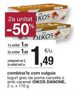 BonpreuEsclat OIKOS DANONE logurt grec de poma canyella o amb caramel oferta