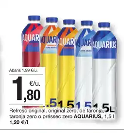 BonpreuEsclat AQUARIUS Refresc original, original zero, de taronja, taronja zero o préssec zero oferta
