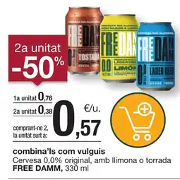 BonpreuEsclat FREE DAMM Cervesa 0,0% original, amb llimona o torrada oferta