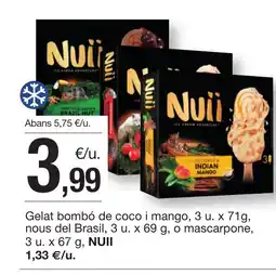BonpreuEsclat NUII Gelat bombó de coco i mango nous del Brasil o mascarpone oferta