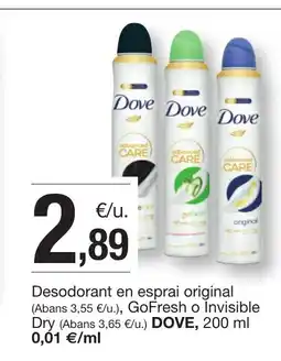 BonpreuEsclat DOVE Desodorant en esprai original oferta