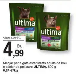 BonpreuEsclat ULTIMA Menjar per a gats esterilitzats adults de bou o sènior de pollastre oferta