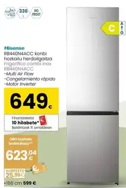 Eroski Hisense - frigorifico combi inox rb400na4ccc oferta