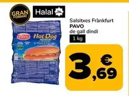 Supeco El pavo - salsitxes frankfurt de gall dindi oferta