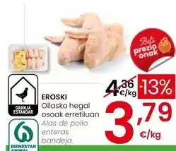 Eroski Eroski - alas de pollo enteras bandeja oferta
