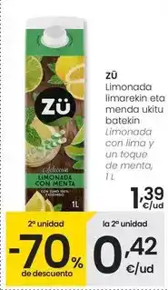 Eroski Zu - limonada con lima y un toque de menta oferta