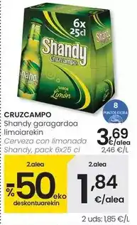 Eroski Cruzcampo - cerveza con limonada shandy oferta
