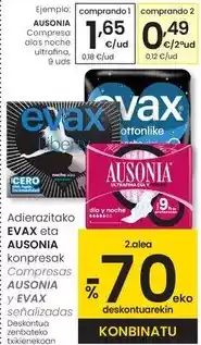 Eroski Ausonia - compresa alas noche ultrafina oferta