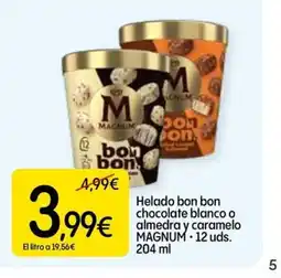 Dialprix MAGNUM Helado bon bon chocolate blanco o almedra y caramelo oferta