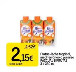 Dialprix PASCUAL BIFRUTAS Frutas +leche tropical, mediterráneo o paraíso oferta