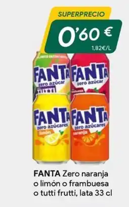Masymas FANTA Zero naranja o limón o frambuesa o tutti frutti oferta