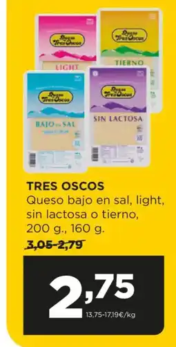 Alimerka TRES OSCOS Queso bajo en sal, light sin lactosa o tierno oferta