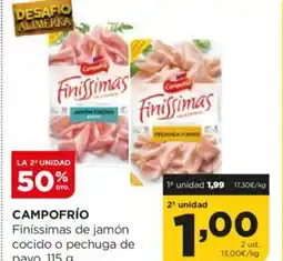 Alimerka CAMPOFRÍO Finíssimas de jamón cocido o pechuga de pavo oferta