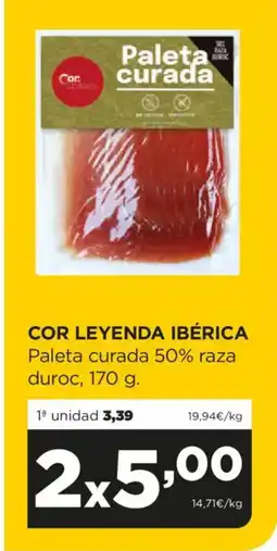 Alimerka COR LEYENDA IBÉRICA Paleta curada 50% raza duroc oferta