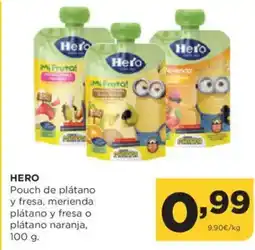 Alimerka HERO Pouch de plátano y fresa, merienda plátano y fresa o plátano naranja oferta