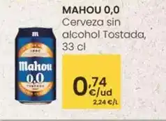 Eroski Mahou - 0,0 cerveza sin alcohol tostada oferta
