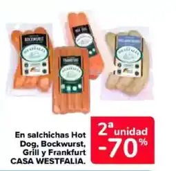 Carrefour CASA WESTFALIA En salchichas hot 2 unidad dog, bockwurst, grill y frankfurt oferta