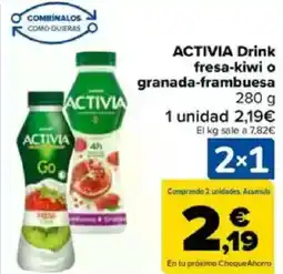 Carrefour ACTIVIA Drink fresa-kiwi o granada-frambuesa oferta