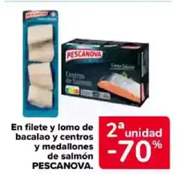 Carrefour PESCANOVA En filete y lomo de bacalao y centros y medallones de salmón oferta
