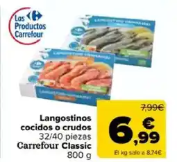 Carrefour Langostinos cocidos o crudos 32/40 piezas Carrefour Classic oferta