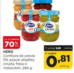 Alimerka HERO Confitura de cereza 0% azúcar añadido, ciruela, fresa melocotón oferta