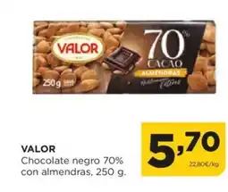Alimerka VALOR Chocolate negro 70% con almendras oferta