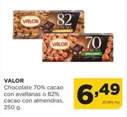 Alimerka VALOR Chocolate 70% cacao con avellanas o 82% cacao con almendras oferta