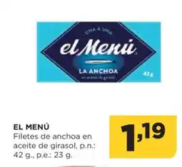 Alimerka EL MENÚ Filetes de anchoa en aceite de girasol oferta