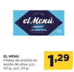 Alimerka EL MENÚ Filetes de anchoa en aceite de oliva oferta
