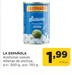 Alimerka LA ESPAÑOLA Aceitunas suaves rellenas de anchoa oferta