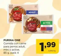 Alimerka PURINA ONE Comida con carne para perros adult mini o active oferta