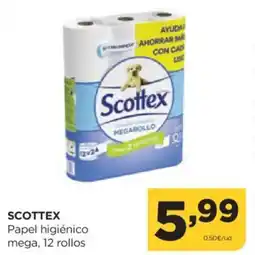 Alimerka SCOTTEX Papel higiénico mega, 12 rollos oferta
