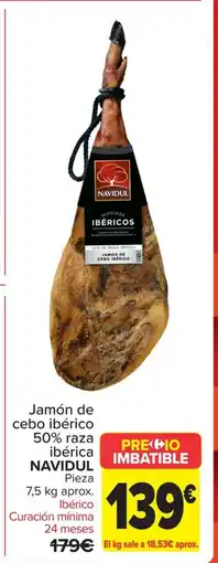 Carrefour NAVIDUL Jamón de cebo ibérico 50% raza ibérica oferta