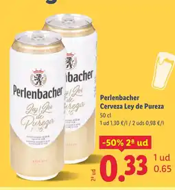 Lidl PERLENBACHER Cerveza Ley de Pureza oferta
