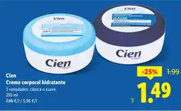 Lidl CIEN Crema corporal hidratante oferta